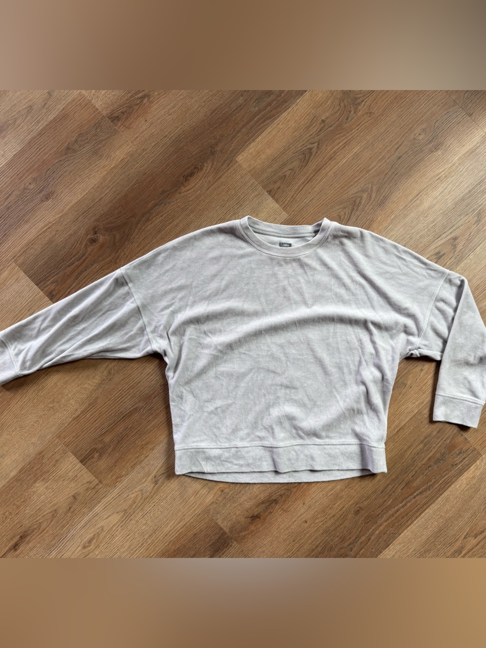Light Gray Women's Velour Crewneck